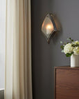 7" Silver Abstract Metal And Glass Wall Sconce Candle Holder