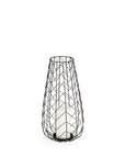 16" Gold Distressed Lattice Metal Tabletop Lantern Candle Holder