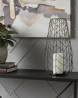 16" Gold Distressed Lattice Metal Tabletop Lantern Candle Holder