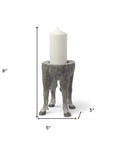 9" Gray Distressed Abstract Ceramic Tabletop Pillar Candle Holder