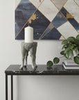 9" Gray Distressed Abstract Ceramic Tabletop Pillar Candle Holder