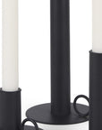 Set of Three Black Geometric Metal Tabletop Taper Candlesticks
