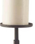 16" Brown Distressed Abstract Solid Wood Tabletop Pillar Candle Holder