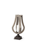 17" Brown Distressed Geometric Solid Wood And Metal Tabletop Hurricane Candle Holder