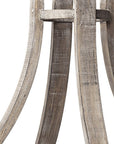 25" Brown Distressed Geometric Solid Wood Metal And Glass Tabletop Hurricane Candle Holder