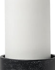 Set of Two Black Distressed Metal Tabletop Pillar Candle Holders
