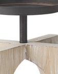9" Black Distressed Geometric Solid Wood And Metal Tabletop Pillar Candle Holder
