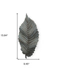 Brattea 16" X 9" Green Leaf Metal Hanging Dimensional Sculpture