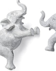 Set of Two Maynard I Gray Elephant Resin Hanging Dimensional Sculpture