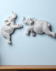Set of Two Maynard I Gray Elephant Resin Hanging Dimensional Sculpture