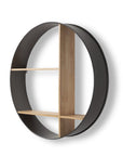 36" Black And Brown Metal And Wood Circular Multi Tier Shelf