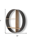 36" Black And Brown Metal And Wood Circular Multi Tier Shelf