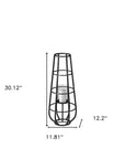 30" Black Distressed Geometric Metal And Glass Lantern Candle Holder
