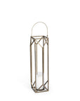 30" Gold Distressed Geometric Metal Tabletop Lantern Candle Holder