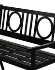 45" Black Metal Geometric Back Garden Patio Bench