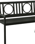 45" Black Metal Geometric Back Garden Patio Bench