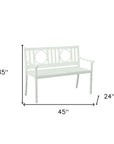 45" White Metal Garden Patio Bench