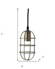 Gold Single Metal Dimmable Ceiling Light With Antiqued Brass Shades