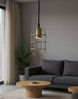 Gold Single Metal Dimmable Ceiling Light With Antiqued Brass Shades