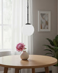 Black And White Single Metal Dimmable Ceiling Light With White Shades