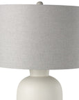 33" Cream Round Bedside Lamp With Drum Shade