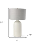 33" Cream Round Bedside Lamp With Drum Shade
