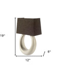 12" Dark Gray And Light Gray Steel And Fabric Armed Sconce