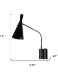 5" Antiqued Gold And Black Metal Swing Arm Wall Light