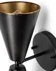 Black And Gold Metal Double Cone Two Light Armed Sconce