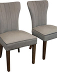 Seven Piece Dark Brown Round Solid Wood Dining Set with Six Chairs