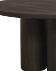 Seven Piece Dark Brown Round Solid Wood Dining Set with Six Chairs