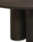 Seven Piece Dark Brown Round Solid Wood Dining Set with Six Chairs