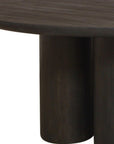 Seven Piece Dark Brown Round Solid Wood Dining Set with Six Chairs