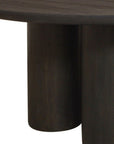 Seven Piece Dark Brown Round Solid Wood Dining Set with Six Chairs