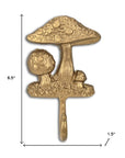 4" Gold Cast Iron Mushroom Wall Hook