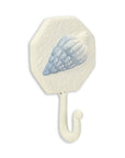 4" Blue And Cream Cast Iron Conch Shell Wall Hook