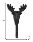 3" Black Cast Iron Deer Stag Wall Hook