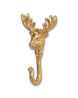3" Gold Cast Iron Deer Stag Wall Hook