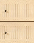 28" Natural Solid Wood Distressed Carved Geometric Two Drawer Nightstand