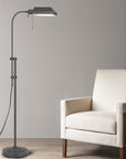 Gray Metal Adjustable Reading Floor Lamp With Gray Metal Shade