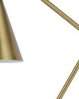 63" Antiqued Brass Metal Reading Floor Lamp With Antiqued Brass Metal Cone Shade