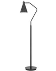 63" Gray Metal Reading Floor Lamp With Gray Metal Cone Shade