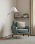 68" Nickel Metal Reading Floor Lamp With White Fabric Empire Shade
