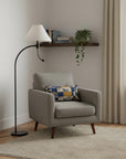 68" Bronze Metal Reading Floor Lamp With Off White Fabric Empire Shade