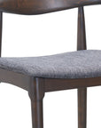 Set of Two 31" Gray And Espresso Fabric And Solid Wood Low Back Bar Height Bar Chairs