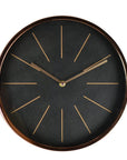 12" Black And Rose Gold Heavy Duty Plastic Silent Analog Round Wall Clock