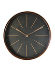 12" Black And Rose Gold Heavy Duty Plastic Silent Analog Round Wall Clock