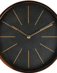 12" Black And Rose Gold Heavy Duty Plastic Silent Analog Round Wall Clock