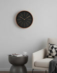 12" Black And Rose Gold Heavy Duty Plastic Silent Analog Round Wall Clock