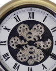 16" Champagne White And Black Iron Skeleton Exposed Gear Pocket Watch Wall Clock